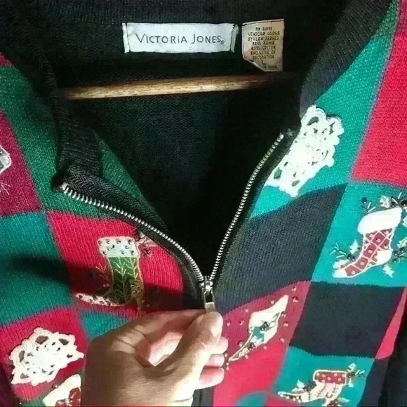 Victoria Jones Christmas‎ Stocking sweater Sz L - Picture 2 of 9